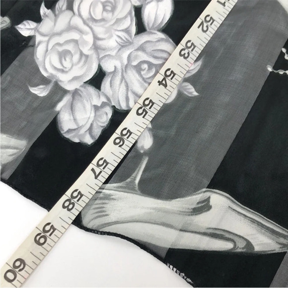 Fashion Scarf Boots Heels And Roses Print On Sheer Lightweight Fabric - Picture 5 of 7